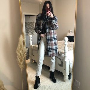 Zara plaid longline shacket